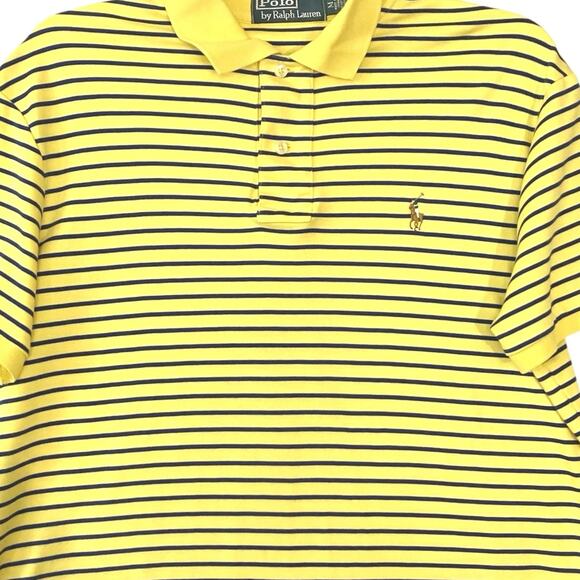 Polo Ralph Lauren Men's Yellow Striped Classic Fit Soft Touch Polo SZ M - Picture 5 of 7